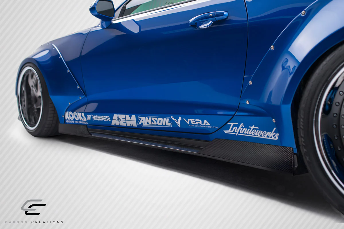 Chevrolet Camaro (2016-2023) Carbon Fiber Grid Side Splitters - Image 8