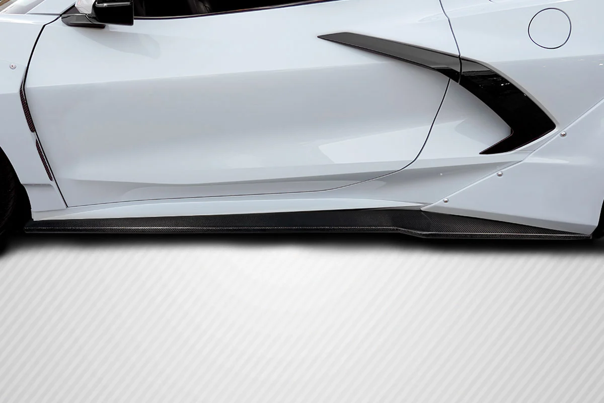 Chevrolet Corvette C8 Carbon Fiber Gran Veloce Wide Body Side Skirt Rocker Panel Splitters - Image 9