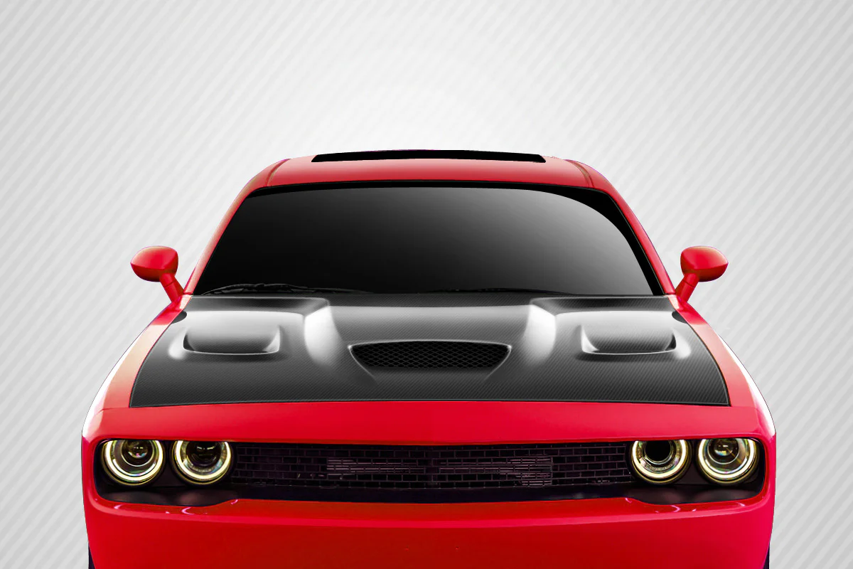 Dodge Challenger (2008-2023) Carbon Fiber Dritech Hellcat Look Hood - Image 10