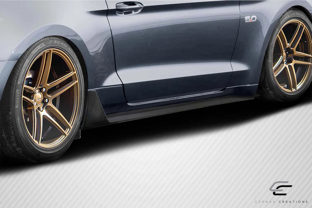 Ford Mustang (2015-2023) Carbon Fiber Grid V2 Side Skirts Rocker Panels - Image 6