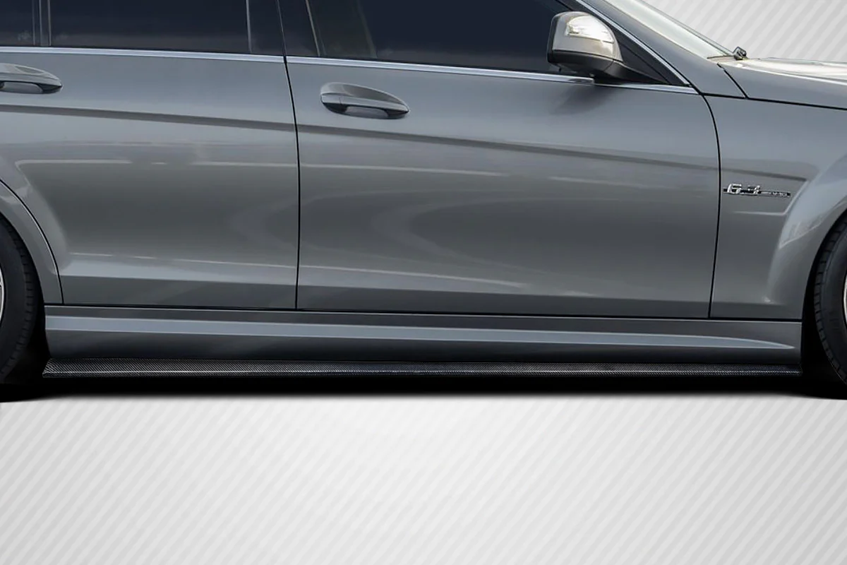 Mercedes C-Class W204 (2008-2014) Carbon Fiber Radian Side Skirt Rocker Panel Splitters - Image 4